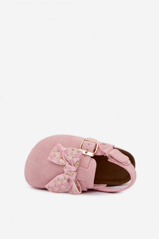 Zoccoli per bambini con fiocchi in colore rosa Rosella