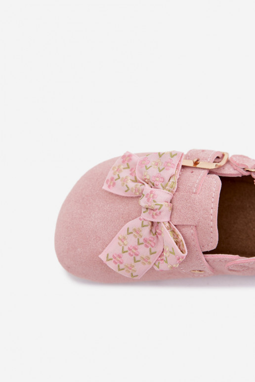 Zoccoli per bambini con fiocchi in colore rosa Rosella
