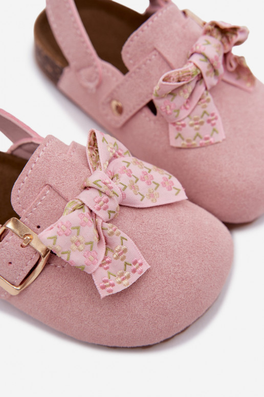 Zoccoli per bambini con fiocchi in colore rosa Rosella