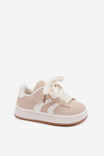 Sneakers per bambini con chiusure in velcro in ecopelle sabbia Zoya
