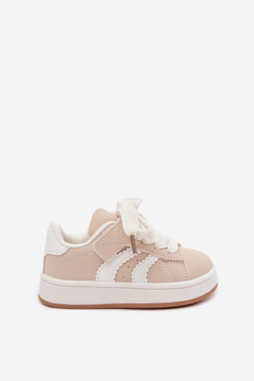 Sneakers per bambini con chiusure in velcro in ecopelle sabbia Zoya 2