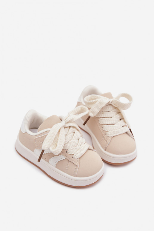 Sneakers per bambini con chiusure in velcro in ecopelle sabbia Zoya