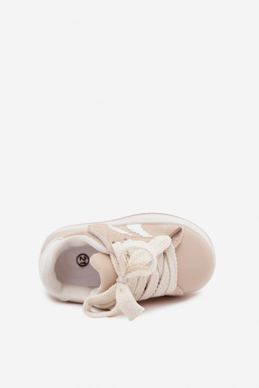 Sneakers per bambini con chiusure in velcro in ecopelle sabbia Zoya