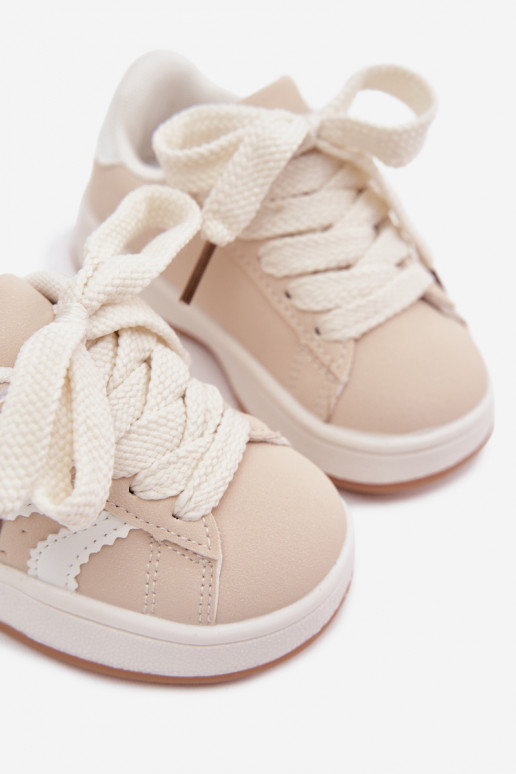 Sneakers per bambini con chiusure in velcro in ecopelle sabbia Zoya