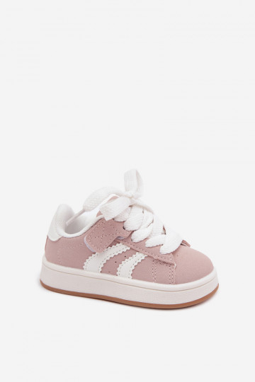 Sneakers per bambini con chiusure in velcro in ecopelle rosa Zoya