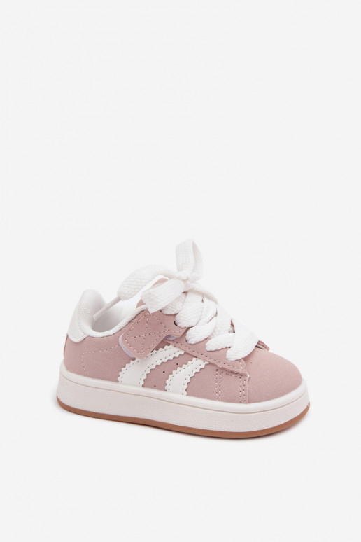 Sneakers per bambini con chiusure in velcro in ecopelle rosa Zoya