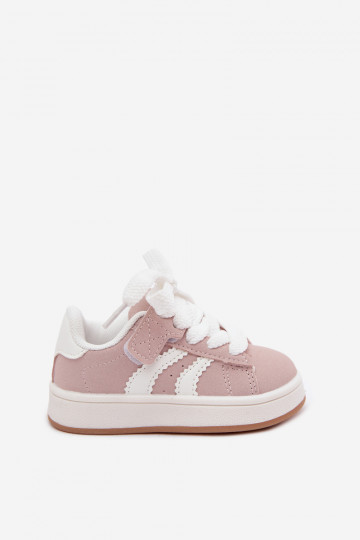 Sneakers per bambini con chiusure in velcro in ecopelle rosa Zoya 2