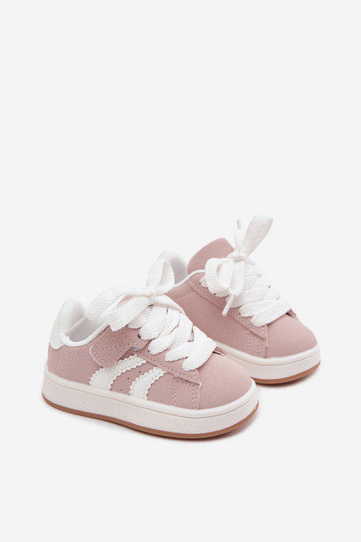Sneakers per bambini con chiusure in velcro in ecopelle rosa Zoya