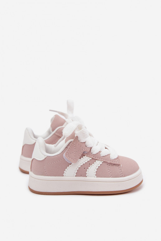 Sneakers per bambini con chiusure in velcro in ecopelle rosa Zoya