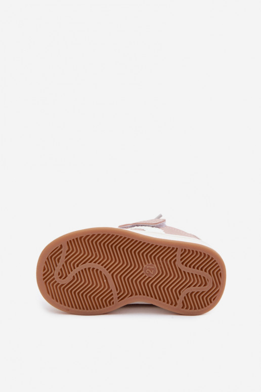 Sneakers per bambini con chiusure in velcro in ecopelle rosa Zoya