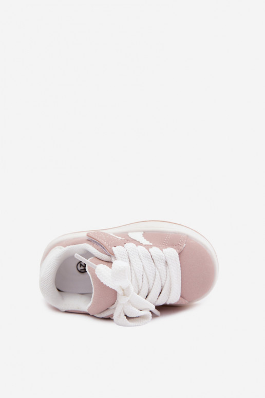 Sneakers per bambini con chiusure in velcro in ecopelle rosa Zoya