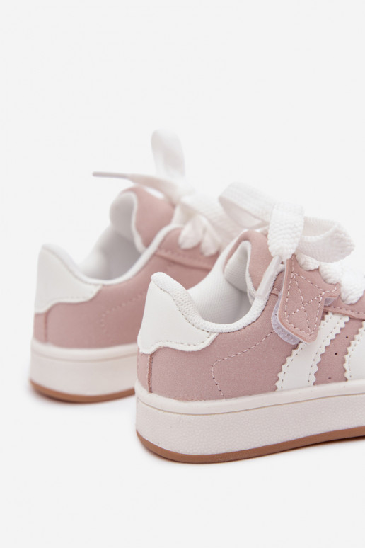 Sneakers per bambini con chiusure in velcro in ecopelle rosa Zoya