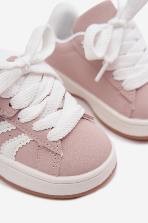 Sneakers per bambini con chiusure in velcro in ecopelle rosa Zoya
