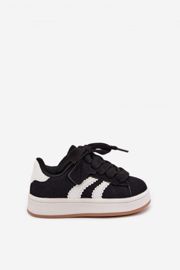 Sneakers per bambini con chiusure in velcro in ecopelle nera Zoya 2