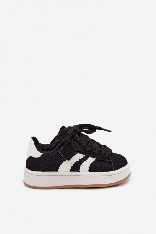 Sneakers per bambini con chiusure in velcro in ecopelle nera Zoya