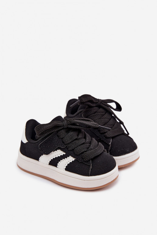 Sneakers per bambini con chiusure in velcro in ecopelle nera Zoya