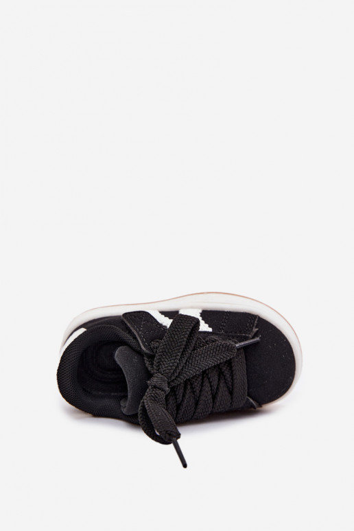 Sneakers per bambini con chiusure in velcro in ecopelle nera Zoya