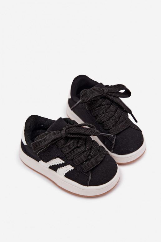 Sneakers per bambini con chiusure in velcro in ecopelle nera Zoya