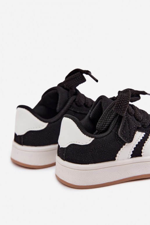 Sneakers per bambini con chiusure in velcro in ecopelle nera Zoya