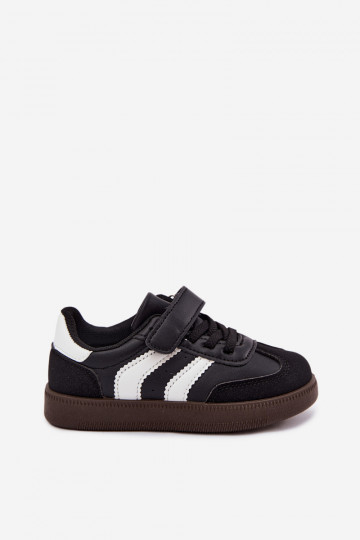 Sneakers per bambini con chiusure in velcro in ecopelle nera Ronja 2