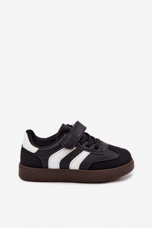 Sneakers per bambini con chiusure in velcro in ecopelle nera Ronja