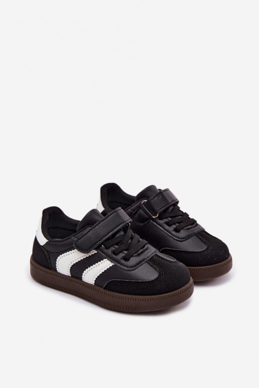 Sneakers per bambini con chiusure in velcro in ecopelle nera Ronja