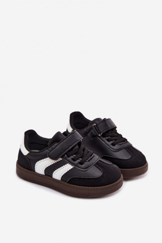 Sneakers per bambini con chiusure in velcro in ecopelle nera Ronja