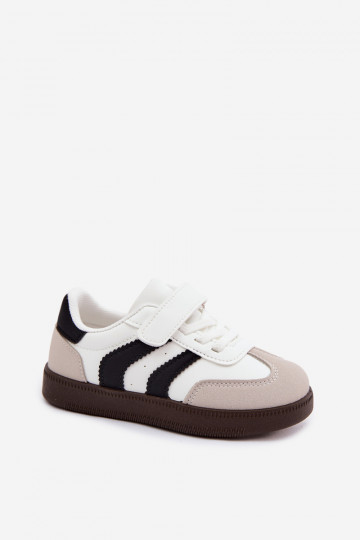 Sneakers per bambini con chiusure in velcro in ecopelle bianca Ronja