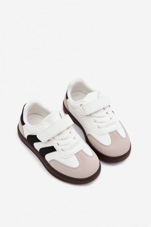 Sneakers per bambini con chiusure in velcro in ecopelle bianca Ronja