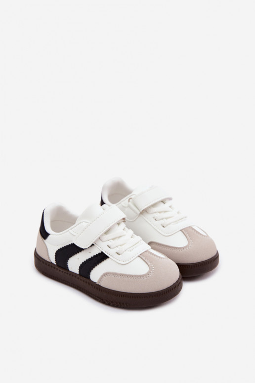 Sneakers per bambini con chiusure in velcro in ecopelle bianca Ronja