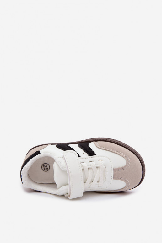 Sneakers per bambini con chiusure in velcro in ecopelle bianca Ronja