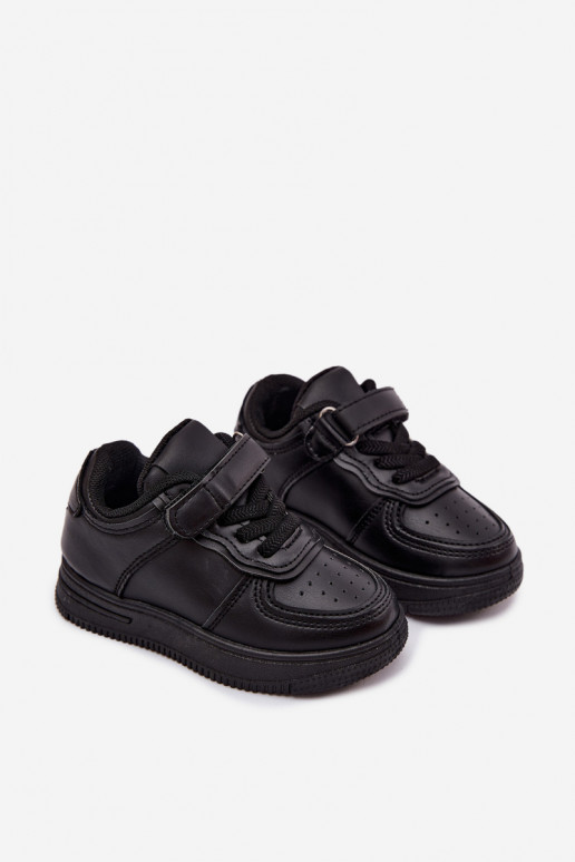 Sneakers per bambini in ecopelle nera Liora