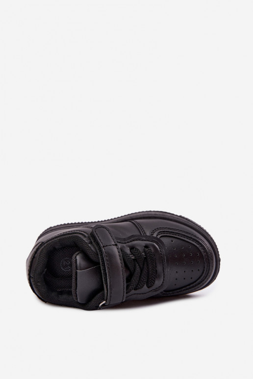 Sneakers per bambini in ecopelle nera Liora