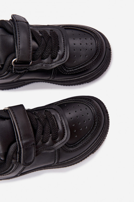 Sneakers per bambini in ecopelle nera Liora