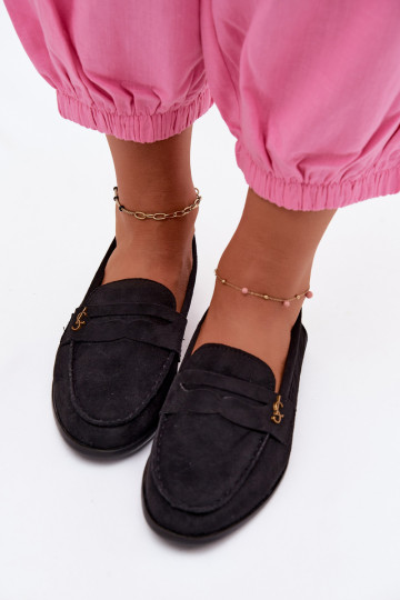 Mocassini da donna in suede sintetico neri Prestelle