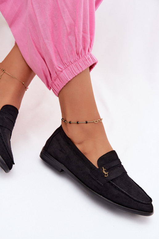 Mocassini da donna in suede sintetico neri Prestelle