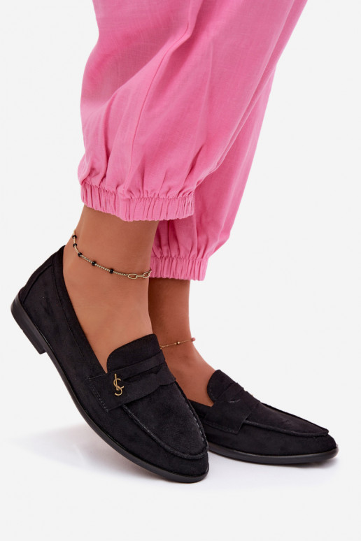 Mocassini da donna in suede sintetico neri Prestelle