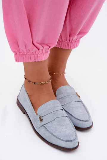 Mocassini da donna in suede sintetico blu Prestelle