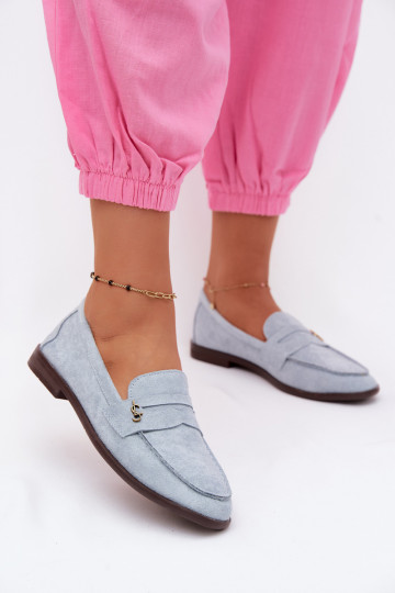Mocassini da donna in suede sintetico blu Prestelle 2