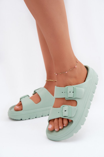 Pantofole da donna con piattaforma in schiuma menta Melorea 2