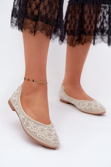Ballerine da donna con decorazione color sabbia Lemonia 2