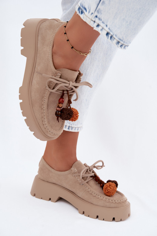 Scarpe con bei dettagli in suede artificiale sabbia Melonia