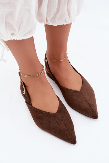 Ballerine da donna con fibbie in colore cioccolato Tanelia