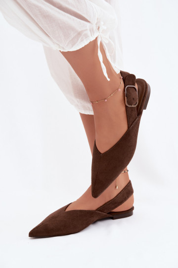 Ballerine da donna con fibbie in colore cioccolato Tanelia 2