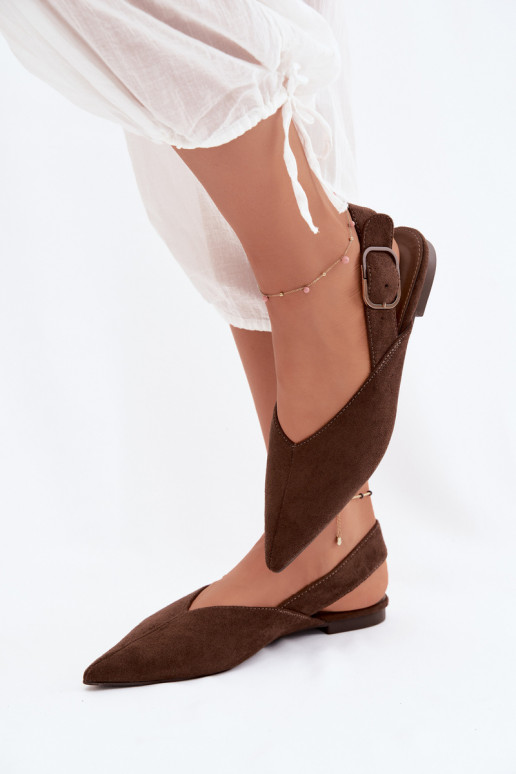Ballerine da donna con fibbie in colore cioccolato Tanelia