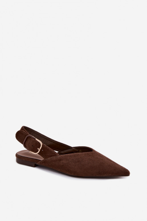 Ballerine da donna con fibbie in colore cioccolato Tanelia