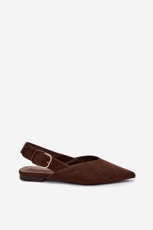 Ballerine da donna con fibbie in colore cioccolato Tanelia