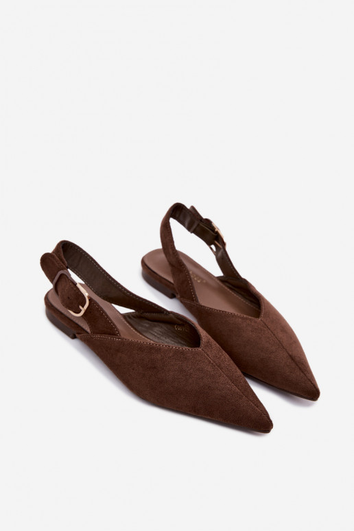 Ballerine da donna con fibbie in colore cioccolato Tanelia