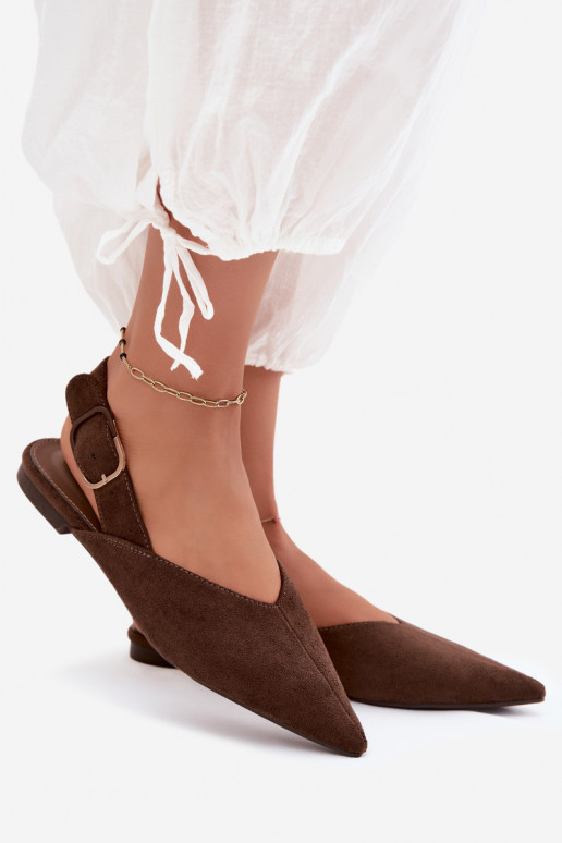 Ballerine da donna con fibbie in colore cioccolato Tanelia
