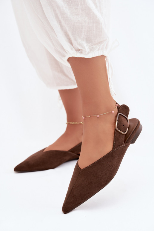 Ballerine da donna con fibbie in colore cioccolato Tanelia